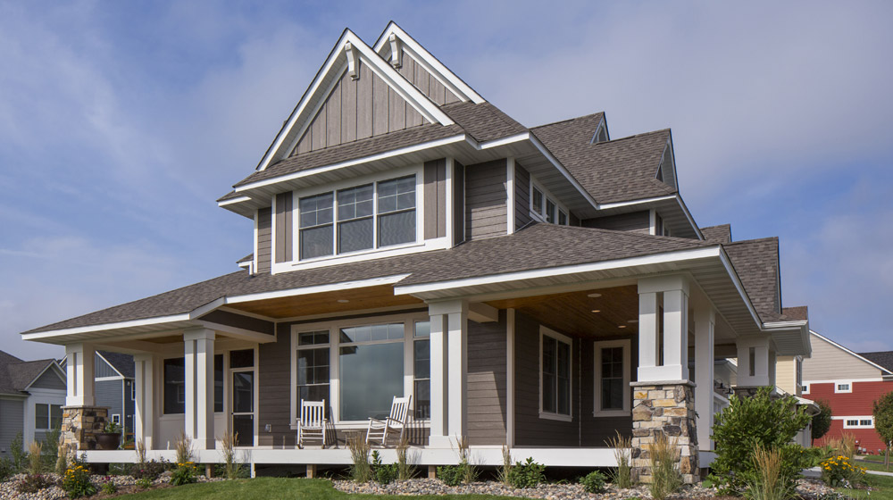 Modern two-story house with large front porch